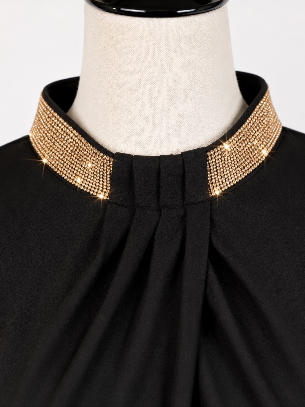 NWT Cache XL Black Rhinestone Mock Neck Blouse Discontinued Brand - Picture 4 of 11